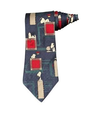 Peanuts Micro Joe Snoopy Circuit Board Computer Novelty Necktie Silk Vintage